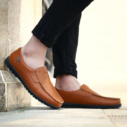 Scarpe Casual da Uomo in Vera Pelle di Lusso, Mocassini Estivi Cuciti a Mano, Traspiranti, Slip-on, Scarpe da Guida, Taglia Grande 47