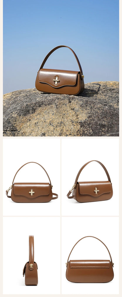 2025 New Genuine Leather Women's Bag Luxury Stick Bag Senior Designer Shoulder Bag Fashion Handbag Commuter