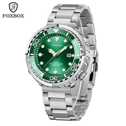 FOXBOX Top Brand Fashion Diver Watch Men 50ATM Waterproof Date Clock orologi sportivi orologio da polso al quarzo da uomo Relogio Masculino platinumshop