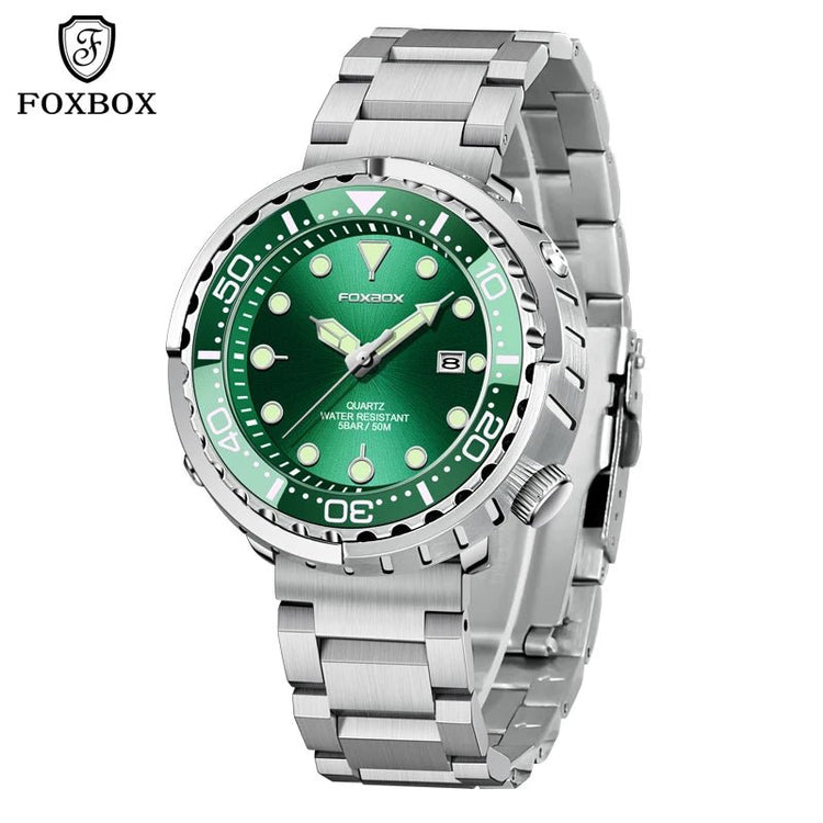 FOXBOX Top Brand Fashion Diver Watch Men 50ATM Waterproof Date Clock orologi sportivi orologio da polso al quarzo da uomo Relogio Masculino platinumshop