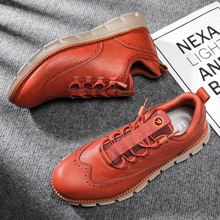 Men's Leather Casual Oxford Shoes, Breathable Anti-Slip Soft Sole Fashion Sneakers for Business Walking and Daily Wear