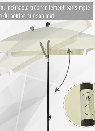 Outsunny Ombrellone da giardino rettangolare dritto inclinabile in alluminio e poliestere ad alta densità 2 x m 1,3 beige chiaro