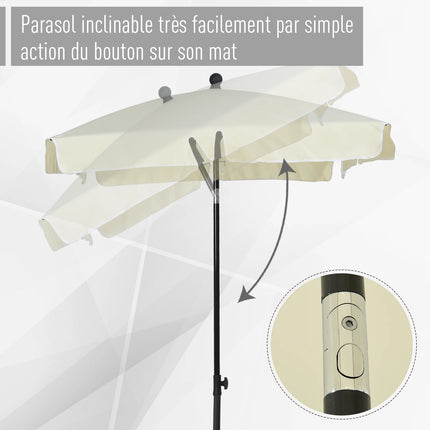 Outsunny Rectangular Straight Tilt Garden Parasol in Aluminum and High-Density Polyester 2 x 1.3 m Light Beige