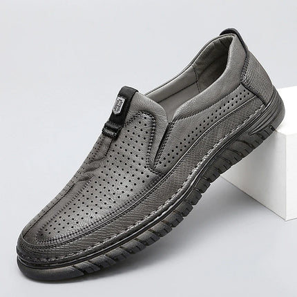 Scarpe estive in pelle traforata bianca scarpe Slip on da uomo in vera pelle scarpe Casual comode da uomo mocassini comodi da uomo