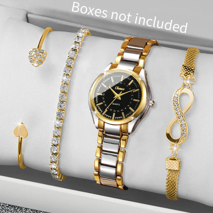 4 pezzi/set moda quadrante piccolo orologi da donna braccialetti da polso analogico al quarzo di lusso da donna Set Reloj Mujer (senza scatola) platinumshop