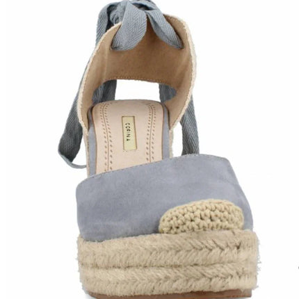 Corina brand esparto wedges espadrilles with blue natural jute wedge PlatiNum