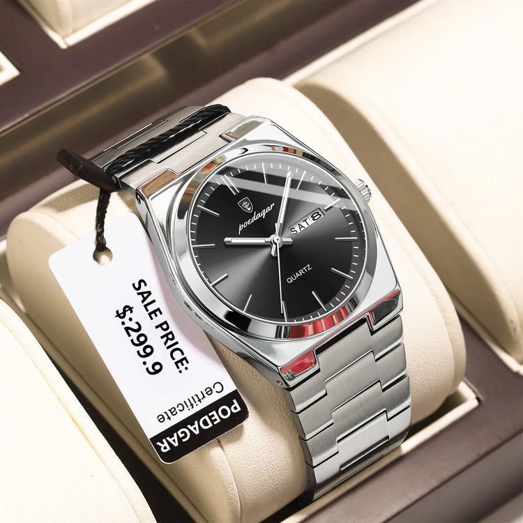 POEDAGAR Orologi da uomo di lusso Impermeabile luminoso Data Settimana Orologio da uomo in acciaio inossidabile Moda casual Orologio da polso da uomo al quarzo Reloj platinumshop