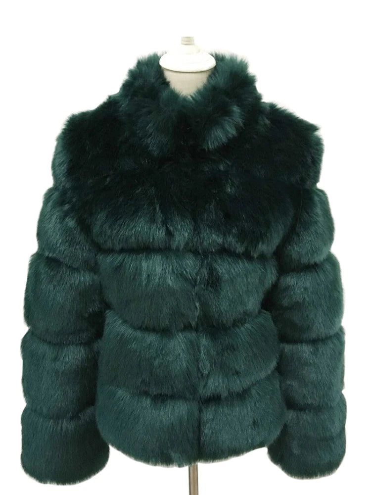 ZADORIN High Quality Thicken Pink Faux Fur Coat Women Winter Stand Collar Long Sleeve Faux Fur Jacket Gilet Fourrure Bontjas
