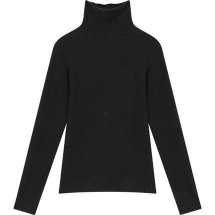 ELF SACK 2025 Winter New Solid Color Turtleneck Sweater Women, Romantic Cottagecore Fitted Long Sleeve Wool Blend Pullover PlatiNum