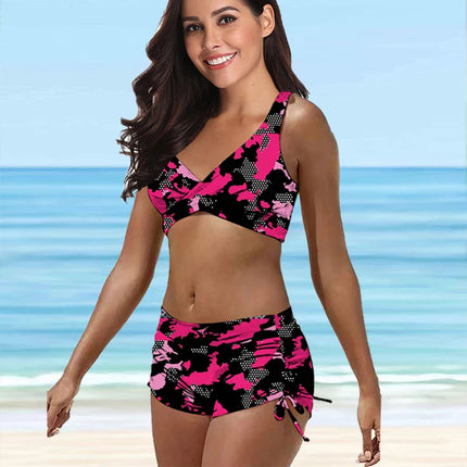 Camo tinta unita stampa bellissime signore gilet sexy set di tendenza seno rivelatore bikini per le vacanze estive S-5XL platinumshop