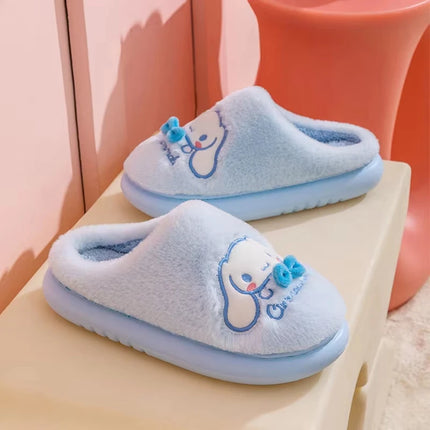 New Kuromi Family Slippers for Autumn and Winter Sanrio Hello Kittye My Melody Cinnamoroll Home Cotton Slippers Festival Gift