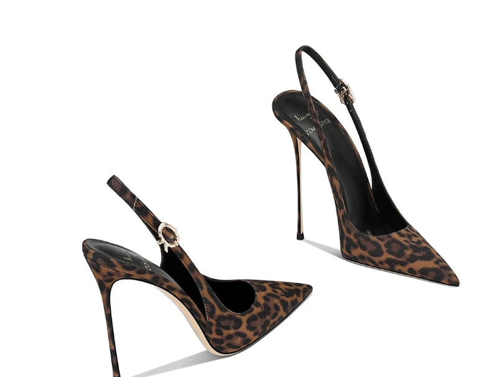 2025 Spring New Leopard Pattern Pointed French Luxury Small Comfortable Thin Heel Versatile High Heel Sandals for Women PlatiNum