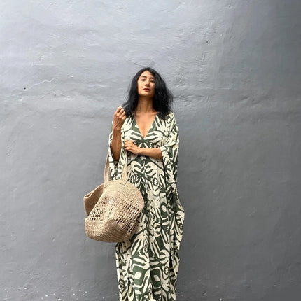 Abiti caftano da donna con scollo a V, costume da bagno estivo, copricostume caftano, abiti da spiaggia maxi taglie forti platinumshop