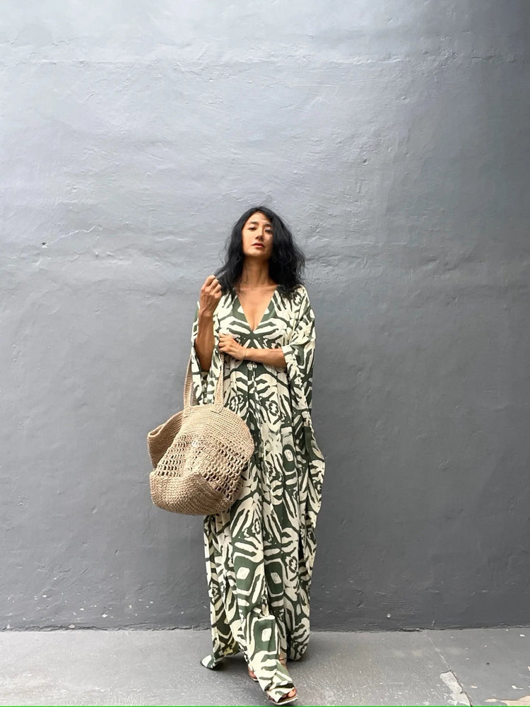 Abiti caftano da donna con scollo a V, costume da bagno estivo, copricostume caftano, abiti da spiaggia maxi taglie forti platinumshop