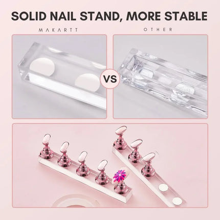 Magnetic Crystal False Nail Tip Practice Holder Stand 5Pcs Reusable Nail Art Display Base For Professional Salon DIY Manicure Accessory