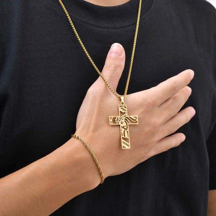 Vnox Set di 2 Pezzi Collana con Ciondolo e Bracciale da Uomo, Set di Gioielli in Acciaio Inossidabile Colore Nero Oro Argento, Regali di Gioielleria alla Moda platinumshop