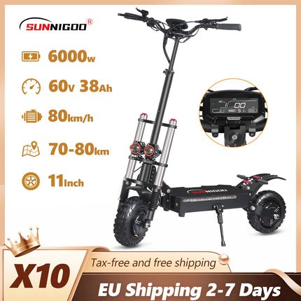 6000W Potente Scooter Elettrico 60V 38Ah Velocità Massima 85 km/h 100 km Portata 11 ''Pneumatico Doppio Ammortizzante Pieghevole EScooter per Adulti