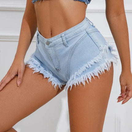 Women Vintage Tassels Denim Shorts Summer Loose A-line Jean Shorts Casual Women Office Trousers Streetwear Nightclub Clothing PlatiNum