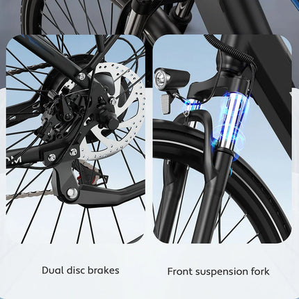 DUOTTS C29 Lite Bici Elettrica per Città, Motore 250W e 43Nm, Autonomia fino a 65km in PAS, Batteria 36V 13Ah Rimovibile, Cambio Shimano 7 Velocità, Freni a Disco, Sospensione Anteriore, Pneumatici 27.5"