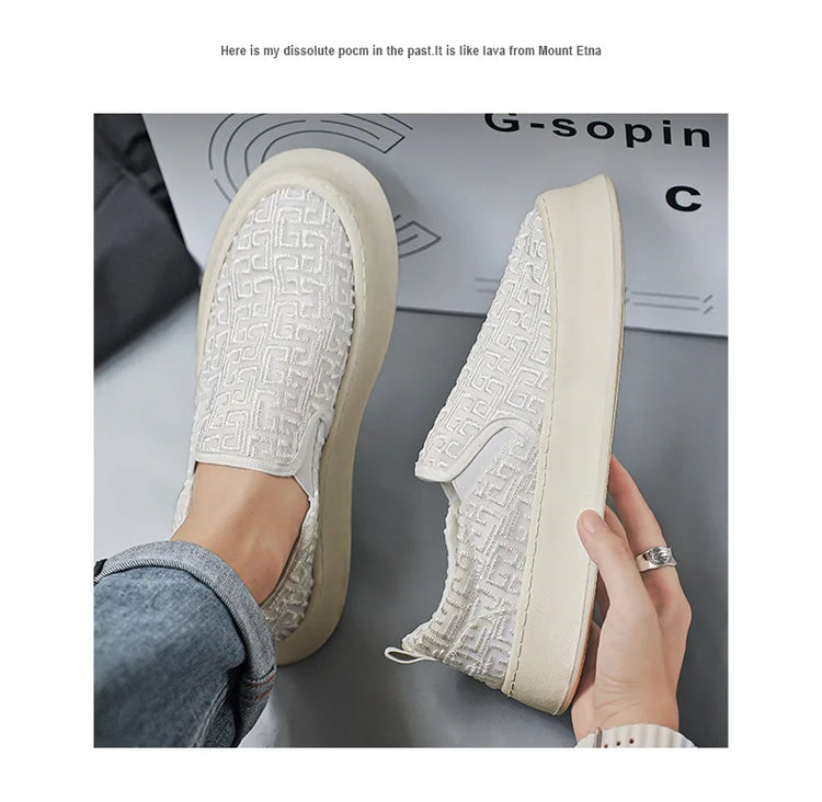 2025 Autumn New Fashion Shallow Mouth Casual Canvas Shoes for Men Breathable Comfortable Niche Design Versatile Chunky Sneakers