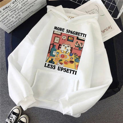 Funny Cute Cat Sweatshirt for Women Aesthetic Y2k 90s Hoodies Harajuku Graphic Pullovers 2000s Ulzzang Gothic Streetwear Female