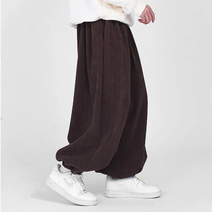 Comodi pantaloni da jogging da uomo 2026 nuovi pantaloni da lanterna di moda oversize in tinta unita da uomo pantaloni casual con coulisse Hip Hop Harajuku