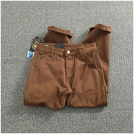 2025 Spring and Autumn New American Retro Heavyweight Patchwork Cargo Pants Men's Fashion Multi-pocket Casual Loose Trousers