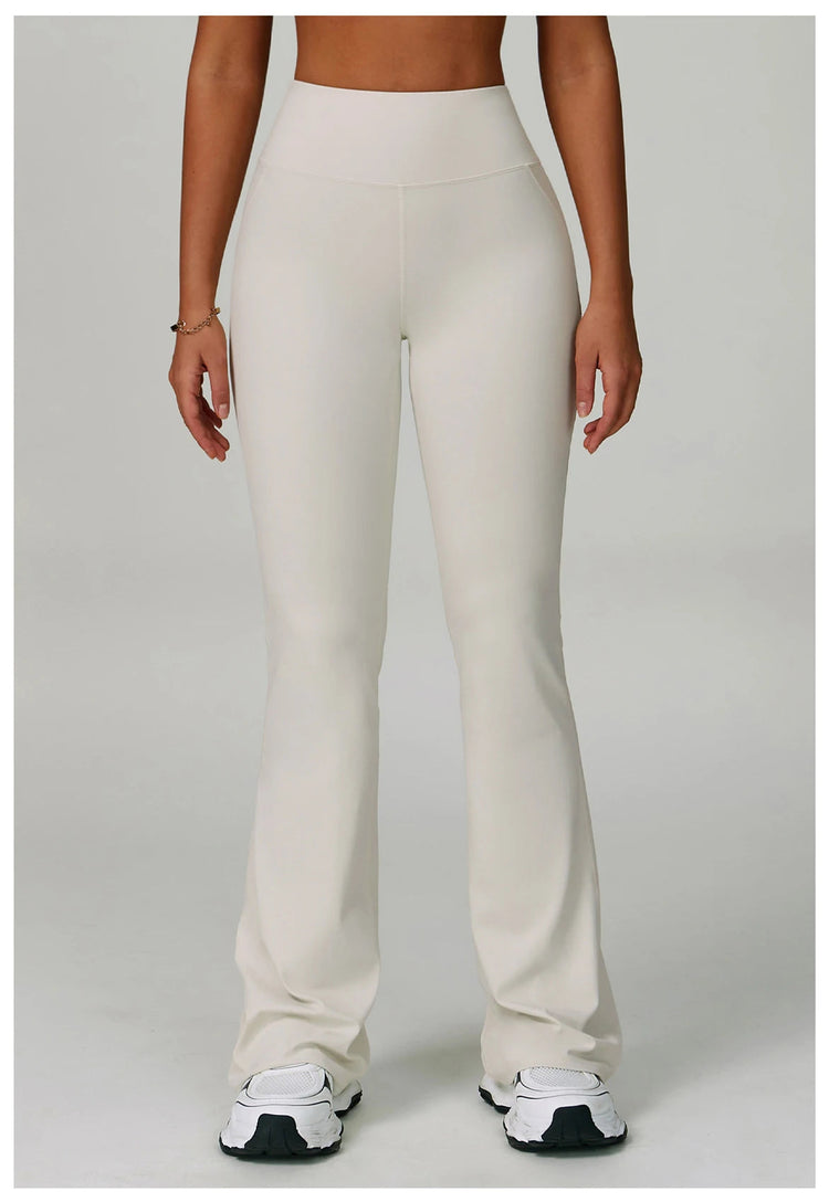 Flared Leggings Women's Wide-leg Pants High Waisted Hip lifting Yoga Pants Quick Drying Running Exercise Fitness Bell bottoms PlatiNum