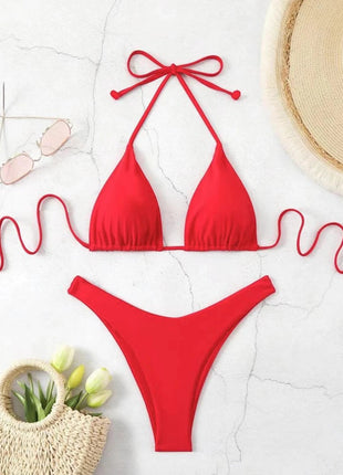 Costume da bagno bikini a perizoma da donna sexy, tinta unita bianco/nero/caffè, con laccetti, stile brasiliano, nuovo, in doppio tessuto, per la spiaggia platinumshop