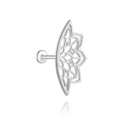 CANNER 1PC 925 Sterling Silver Crown Horse Eye Zircon Heart Flat Head Cartilage Piercing Stud Earring For Women Claasic Earring PlatiNum