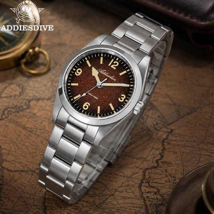 ADDIESDIVE Watches Men New 36mm Sapphire Quartz Wristwatch Japan 2035 Movement AR Coating BGW9 Luminous 100m Waterproof AD2544