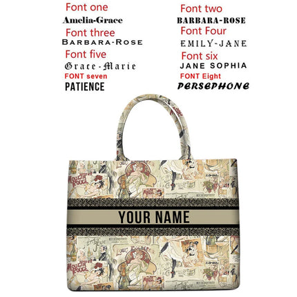 New 2026 Women's Personalized Tote Bag, Printed Canvas Handbag, Large Capacity Beach Bag