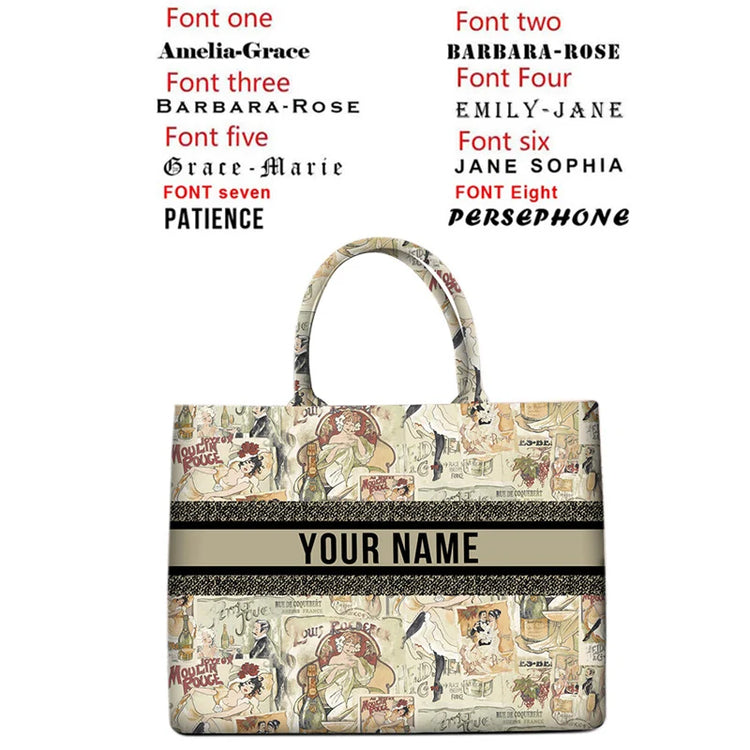 Nuova borsa tote personalizzata da donna 2026, borsa a mano in tela stampata, borsa da spiaggia grande capacità
