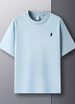 T-shirt homme col rond manches courtes 100 % pur coton, vente chaude, marque de luxe, été, broderie exquise, poney, haut respirant