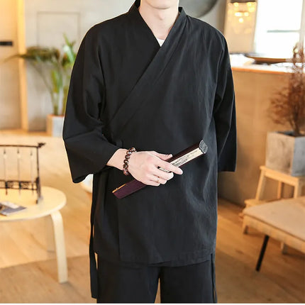 Camicie Kung Fu Stile Cinese, Abbigliamento Tradizionale Tai Chi, Completo Tang in Tinta Unita, Bluse Casual Comode in Cotone per Uomo