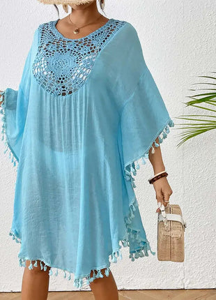 Abito Copricostume Estivo da Donna con Scollo Quadrato, Protezione Solare, Vestibilità Ampia, Traforato, per Spiaggia e Vacanze platinumshop