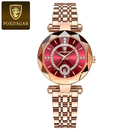 POEDAGAR Orologio da polso originale alla moda per donna Orologio da donna al quarzo con data in acciaio inossidabile impermeabile Orologi da donna casual di lusso platinumshop
