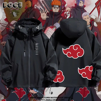 Naruto Shippuden anime peripheral two-dimensional men's and women's hooded jackets, couple's jackets, casual and warm jackets