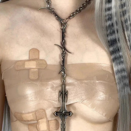 Set di Gioielli Punk Rock per Donne e Uomini, Collane e Anelli con Ciondolo a Croce Gotica, Collezione di Accessori Gioiello Audaci platinumshop