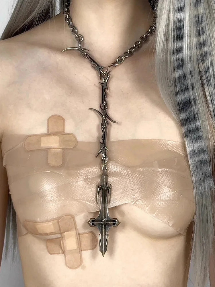 Set di Gioielli Punk Rock per Donne e Uomini, Collane e Anelli con Ciondolo a Croce Gotica, Collezione di Accessori Gioiello Audaci platinumshop