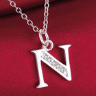 26 Letters 925 Sterling Silver Necklace Pendant Zircon For Women Exquisite Student Girlfriend Jewelry Accessories Wedding Gift PlatiNum