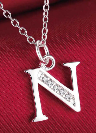 26 Letters 925 Sterling Silver Necklace Pendant Zircon For Women Exquisite Student Girlfriend Jewelry Accessories Wedding Gift PlatiNum