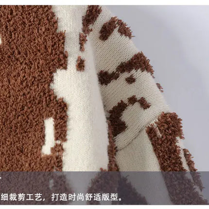 Harajuku Sweater Men's Y2K Knitted Printing Sweater Men's Wool Pullover Men's Retro Knitted Color Block Tops
