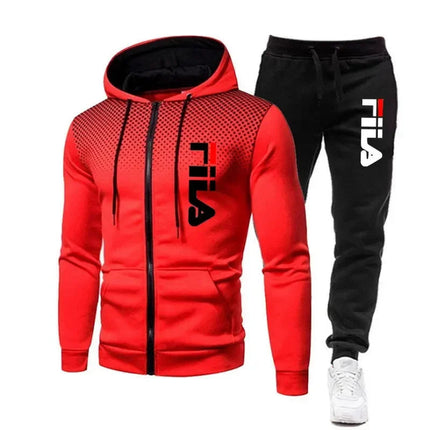 2025 Autumn/Winter Fashion Men's Casual Running Sports Set: Comfortable and Loose Two Piece Zipper Sweater and Pants PlatiNum