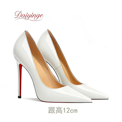 Chaussures Femme 2026 Tendance Luxe à Semelle Rouge Talons Hauts Aiguille Bout Pointu 12 cm Confortables pour Fêtes et Cérémonies
