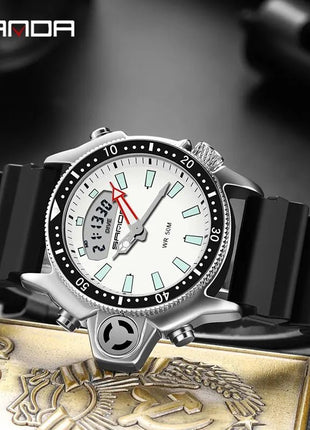 SANDA Sport orologio digitale al quarzo da uomo orologi subacquei creativi orologio da uomo con allarme impermeabile orologio con doppio Display Relogio Masculino platinumshop