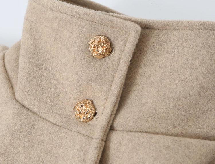 Women Fall Winter Elegant Blended Belt Coat Cape Style Stand-Collar Cloak Coat KONDALA 2026 Trendy Vintage Casual Chic Lady Coat