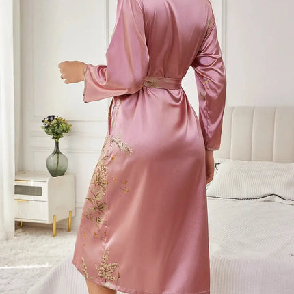 ‌   Set di indumenti da notte floreali in raso di seta, abito con cintura, canotta, camicia da notte, indumenti da notte eleganti in due pezzi, per tutte le stagioni platinumshop