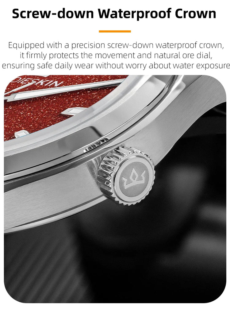 AddiesKIN Men Watch BGW9 Luminous Red Goldstone Dial Sapphire Glass 20Bar Waterproof Japan 9015 K010 Automatic Mechanical Watch