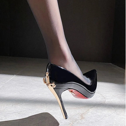 Scarpe da Donna di Lusso con Decorazioni Metalliche, Tacco Alto a Punta, Eleganti Scarpe Casual Francesi, Zapatos Mujer platinumshop
